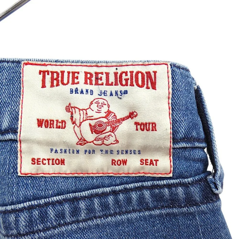 True Religion Ricky Relaxed Straight Jeans Blue Whiskered Y2K 36
